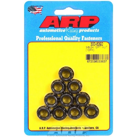 Whole-In-One 300-8392 0.38-24 in. 12-Point Black Oxide Nuts, 10PK WH3631612