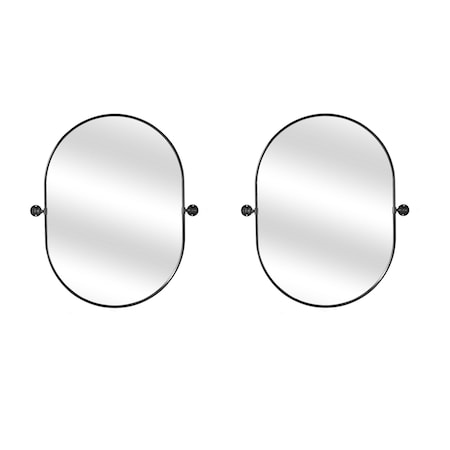 Homeroots 32" Black Oval Iron Framed Bathroom Vanity Mirror 565030