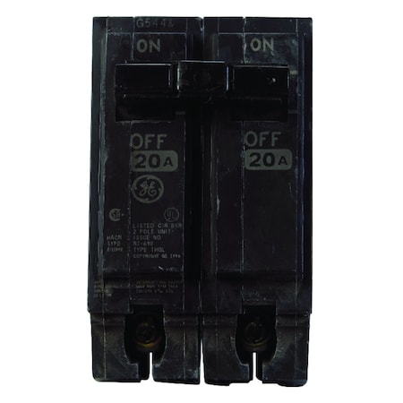 Current Circuit Breaker, THQL Series, 20A, 2 Pole, 120/240V AC, 10kA at 120/240V AC THQL2120A