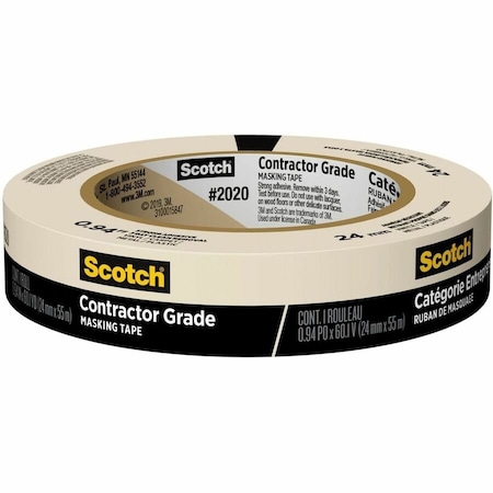 Scotch .94" x 60 Yds Tan Contractor Grade Masking Tape 2020-24AP