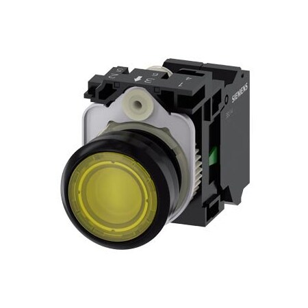 Siemens Illuminated pushbutton, 22 mm, round, plastic, yellow, pushbutton 3SU1102-0AB30-3BA0
