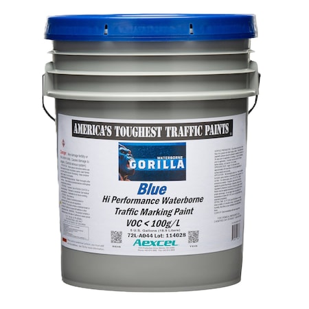 Aexcel Gorilla High-Performance Traffic & Zone Marking Paint, Water-based Acrylic Latex, Blue, 5-Gallon 72L-A044F03