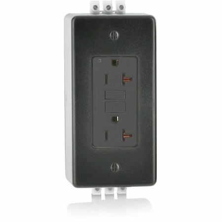 Leviton Duplex Straight Blade Receptacle, 5-20R, 20 A, 125V AC, 2 Pole, 3 Wire, Surface Mount, Grounded GFNT2-DIN