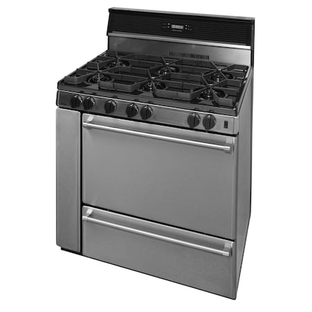 Premier Gas Range, 6 Open Burners, 36 inW x 46 inH x 26 inD, 3.9 cu. ft. Oven, Stainless Steel 805774