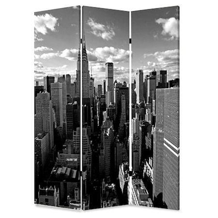 Homeroots 72" Gray Canvas Folding Three Panel Screen Room Divider 274621