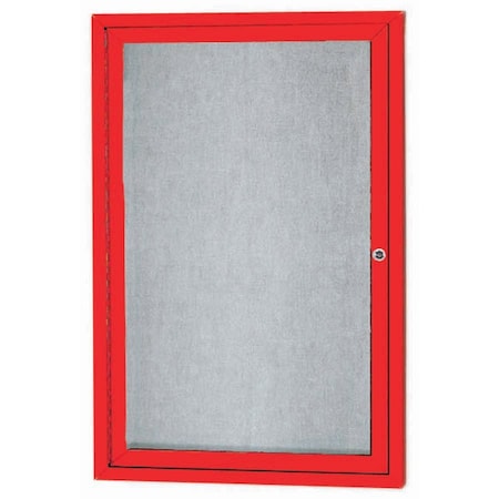 Aarco Outdoor Enclosed Bulletin Board w/ Al Frame, Standard Vinyl, Frame is Powder Coated Red, 36''Hx24''W ODCC3624RR