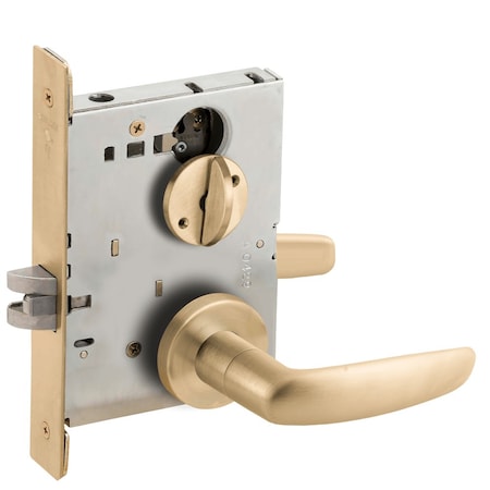 Schlage Grade 1 Bed Bathroom Privacy Mortise Lock, 07 Lever, A Rose, Satin Brass Finish, Field Reversible L9040 07A 606