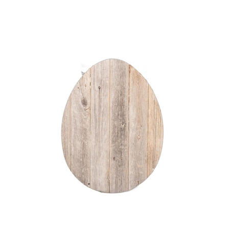 Homeroots 18" X 14" Gray Reclaimed Wood Egg Shaped Wall Decor 384888