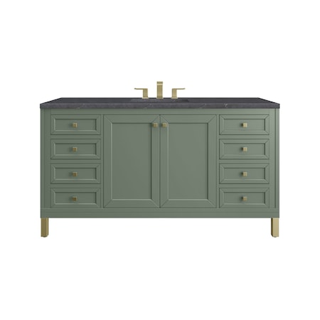 James Martin Vanities Chicago 60 in. Single Vanity, Smokey Celadon, w/ 3 CM Charcoal Soapstone Silestone Top 503-V60S-SC-3CSP