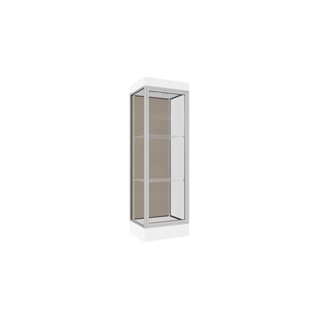 Ghent Lighted Floor Display Case 24x76x20, 6" Base, Satin 91LFCO-SN-WHT
