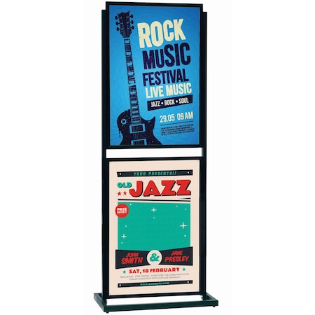 Aarco Black ''Double Boaster'' Freestanding Double Sided Poster Holder 63''H x 24, 5''W BPH2BK