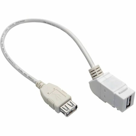 Tripp Lite USB 2.0 Panel Mount Coupler Cable Keystone Jack White F/F 1ft 1FT U060-001-KPA-WH