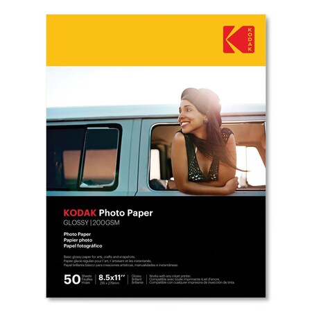 Kodak Photo Paper, 8 Mil, 8.5 X 11, Glossy White, 50/pack, 50PK 41182