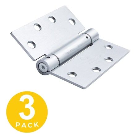 Global Door Controls 4.5 in. x 4.5 in. Spring Full Mortise Square Corner Door Hinge with Fixed Pin - Pack of 3 CPS4545-26D-3