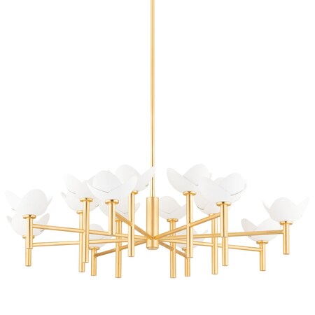 Hudson Valley Lighting Dawson 18 Light Chandelier 50.5 In. Gold Leaf/White Plaster 3051-GL/WP
