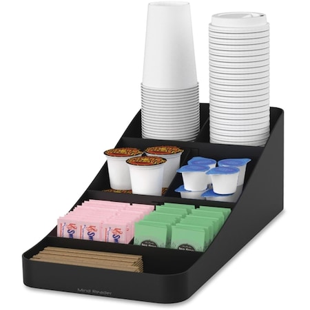 Lorell 7 Compartment Coffee Condiment Organizer, Black EMSCOMP7BLK