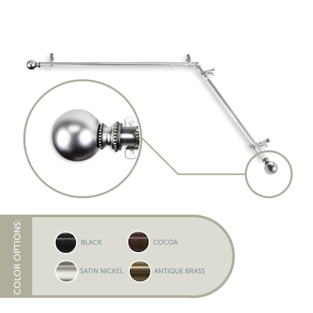 Central Design 0.8125 in. Julian Corner Window Curtain Rod with 66 to 120 in. Extension, Satin Nickel 4883-665-CORNER