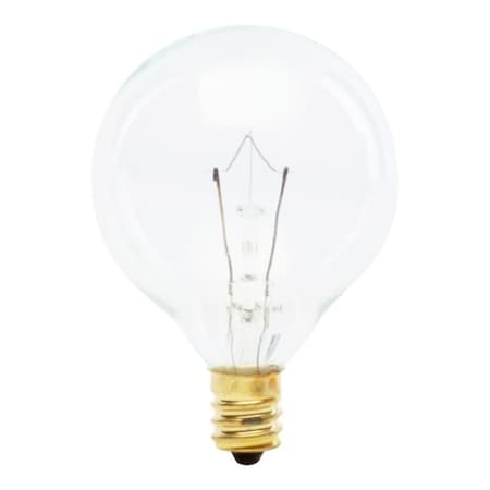 Feit Electric Incandescent Lamp, 25 W, G1612 Lamp, Candelabra E12 Lamp Base, 2700 K Color Temp BP25G161/2