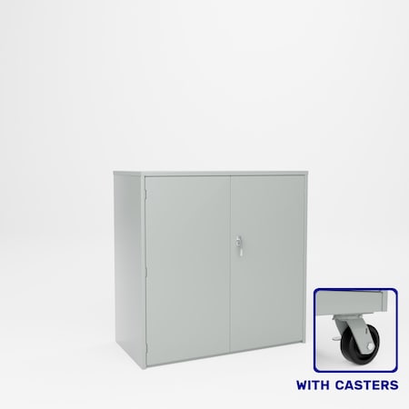 Pucel Heavy Duty Storage Cabinet with Casters, 48 in W x 54 in H x 24 in D, 2 Adjustable Shelves, Putty HDSC-4848-24-2C