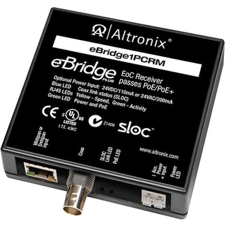Altronix PoE Extender, 3-1/2" W, 24VAC/DC Input V EBRIDGE1PCRM