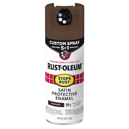 Rust-Oleum 5-In-1 Enamel Paint, Satin, Dark Brown, 12 oz, Aerosol Can 376873