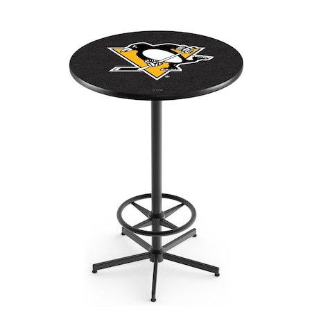 Holland Bar Stool Co 42" Black Pittsburgh Penguins Pub Table L216B4236PitPen
