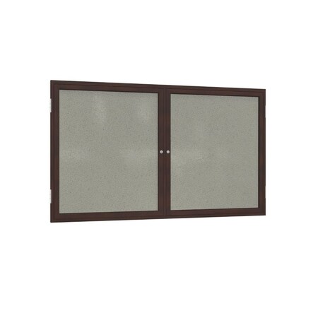 Ghent 2 Door Enclosed Fabric Bulletin Board, Walnut Wood Frame, 3'H x 5'W, Taupe PN23660F-96