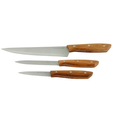 Gibson Home Seward 3 Piece Stainless Steel Cutlery Set with Wood Handles 107193.03