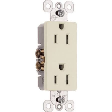 Legrand Straight Blade Receptacle, 5-15R, 15 A, 125V AC, 2 Pole, 3 Wire, Grounded 885LACC14
