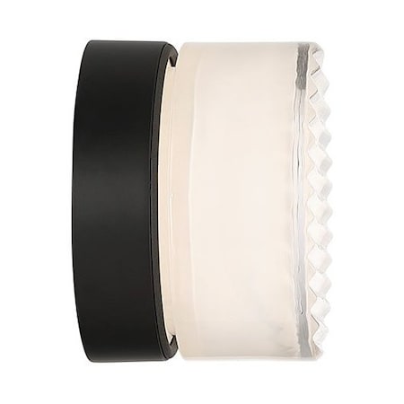 Euf Sternn, Outdoor, 5", Matte Black, Clear Ribbed Glass 50271-016