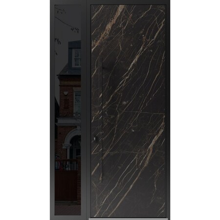Vdomdoors Steel Door Dekton 0118 Natural Noir 96”/ Side Exterior Window Sidelite Entry Door Painted W36+12x DEKTON0118EXD-NOIR-W36+12xH96-RH-I