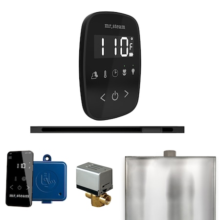 Mr. Steam Steam Shower Control Package with TempoFlex Control and Linear Steamhead in Black Matte Black BTLRL1SMB