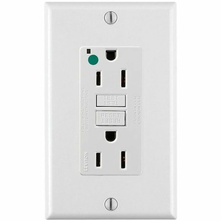 Leviton Self-Test GFCI Receptacle, Hospital Grade, 15 Amp, 125 Volt, 5-15R NEMA GFNT1-HGW