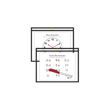C-Line Products Reusable Dry Erase Pockets, 12 x 9, Black 40711