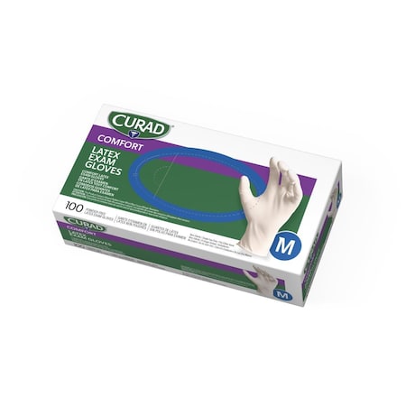 Medline CURAD Latex Exam Gloves, Size M, 1000PK CUR8105