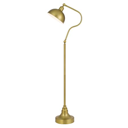 Homeroots 60" Brass Traditional Shaped Floor Lamp With Antiqued Brass Dome Shade 526295