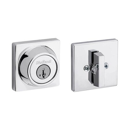 Kwikset Single Cylinder Deadbolt, 1" L Throw, Zinc 660SQT-26-SMT-RCAL-RCS/5303-K3
