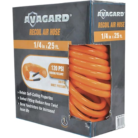 Avagard Avagard PU Recoil Air Hose Assembly 1/4" x 25' AVGPUR1425