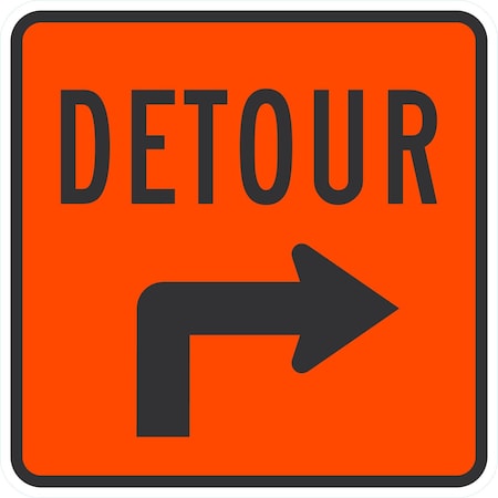 Lyle Detour (w/Arrow), 24x24, High Intensity Prismatic, Orange G-13775-HI_24x24
