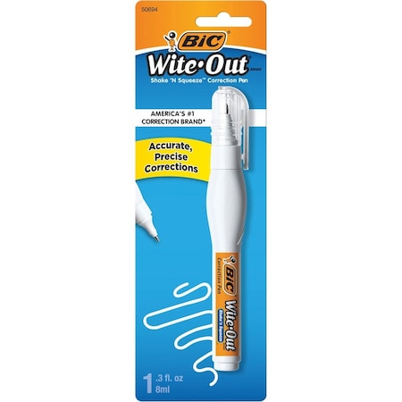 Bic Correction Pen, Fast Drying, Needlept Tip, 8ml, Blister, WE PK BICWOSQPP11