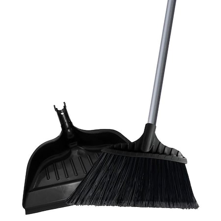 Simple Spaces Angle Broom with Dust Pan, 14.5 in Sweep Face, 6-3/4 in L Trim, Recycle Polypropylene Bristle 2132X