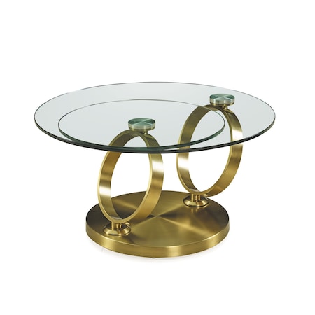 Homeroots 32" Clear And Gold Glass And Metal Round Abstract Coffee Table 554291