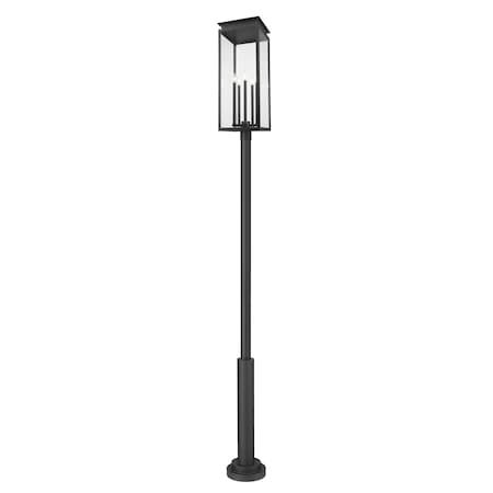 Z-Lite Nova 5 Light Outdoor Post Mounted Fixture, Black/Clear, 12.5 In W x 129.75 In H 5018PHXLR-5010P-BK