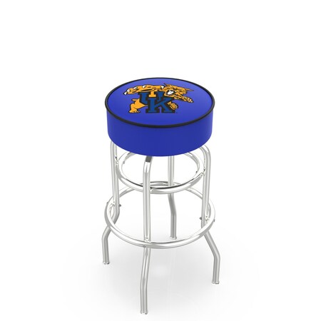 Holland Bar Stool Co 30" Kentucky "Wildcat" Cushion Seat, 2-Ring Chrome Swivel Bar Stool L7C130UKYCat