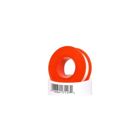 Harvey Thread Seal Tape, 520 in L, 1/2 in W, PTFE, Red/White 017117B