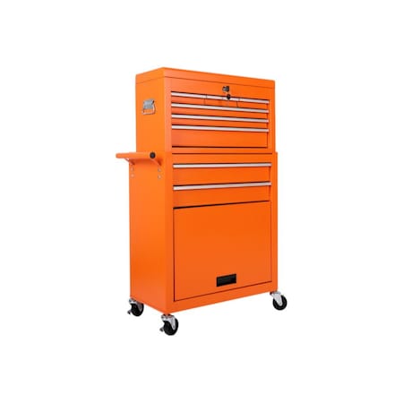Homeroots 15" Orange Multi-Tier Steel Rolling Cabinet With Lid 714589