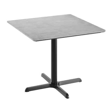 Flash Furniture 36" SQ Tabletop, Seamless Surface Technology, Gray Faux Concrete, 30x30 Black Table Height X-Base ST-SQ36-CMGY-T3030-GG