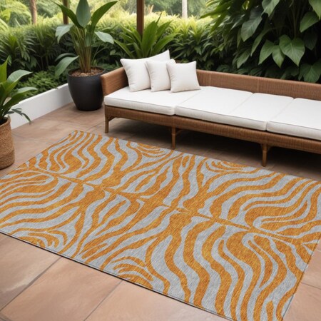 Homeroots 9' X 12' Copper And Gray Animal Print Washable Indoor Outdoor Area Rug 600688