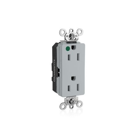 Leviton Illuminated Decora Receptacle, 15 Amp, 125 Volt MT162-ILG