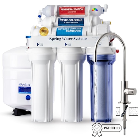 Ispring Upgraded 200 GPD, pH+ 6-Stage Under Sink Reverse Osmosis System with Alkaline Remineralization Fi RCC2AK